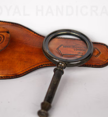 Vintage Henry Hughes London 1941 Magnifying Glass with Elegant Leather Case - Timeless Elegance for Discerning Collectors..